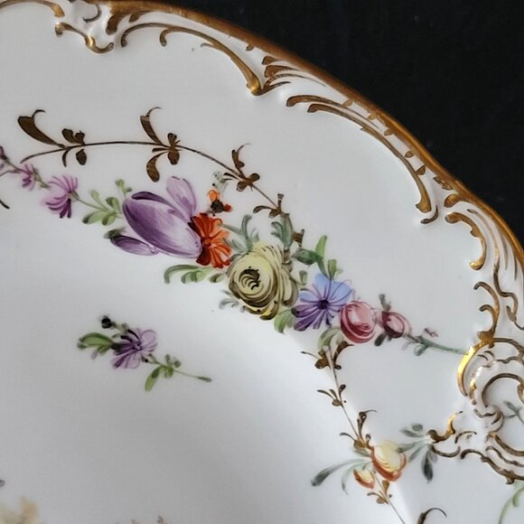 Antique Meissen Plate Courting Couple Romantic Scene Floral Design 8.75" - Picture 5 of 8